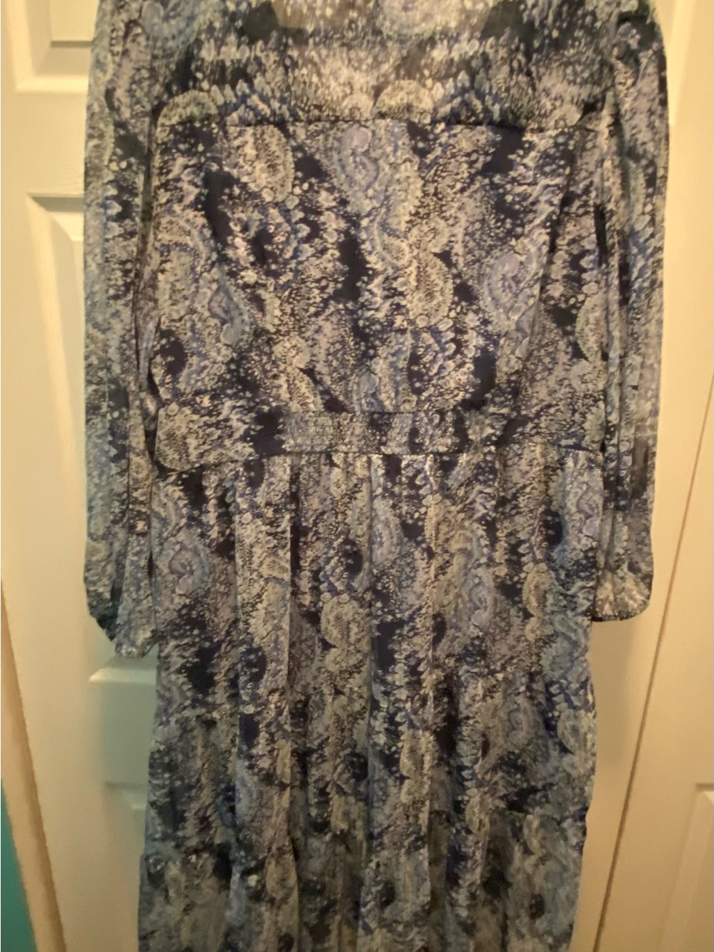 Joie Blue & White Flowy Boho-Chic/Peasant Style/Paisley Pattern Maxi Dress XXL - Picture 9 of 16